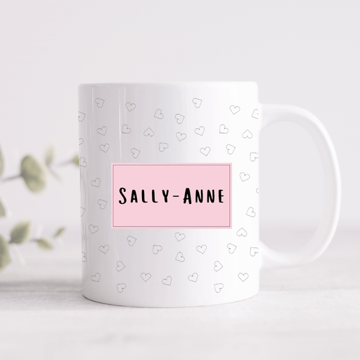 Scattered hearts personalised mug