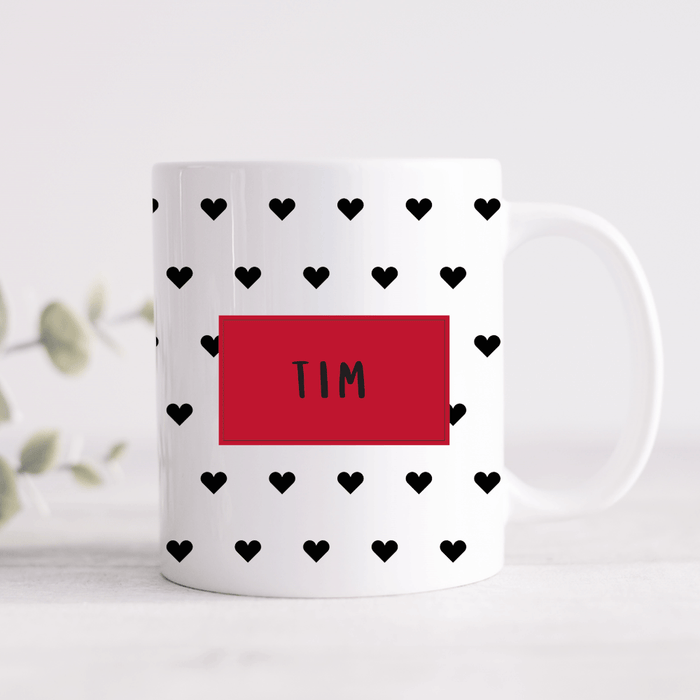 Monochrome Hearts Personalised Mug